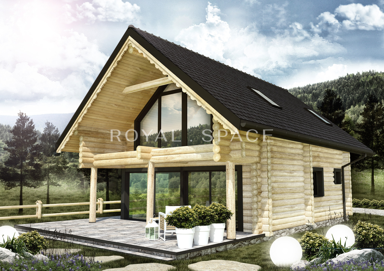 Сучасний будинок з колод із великою ділянкою!