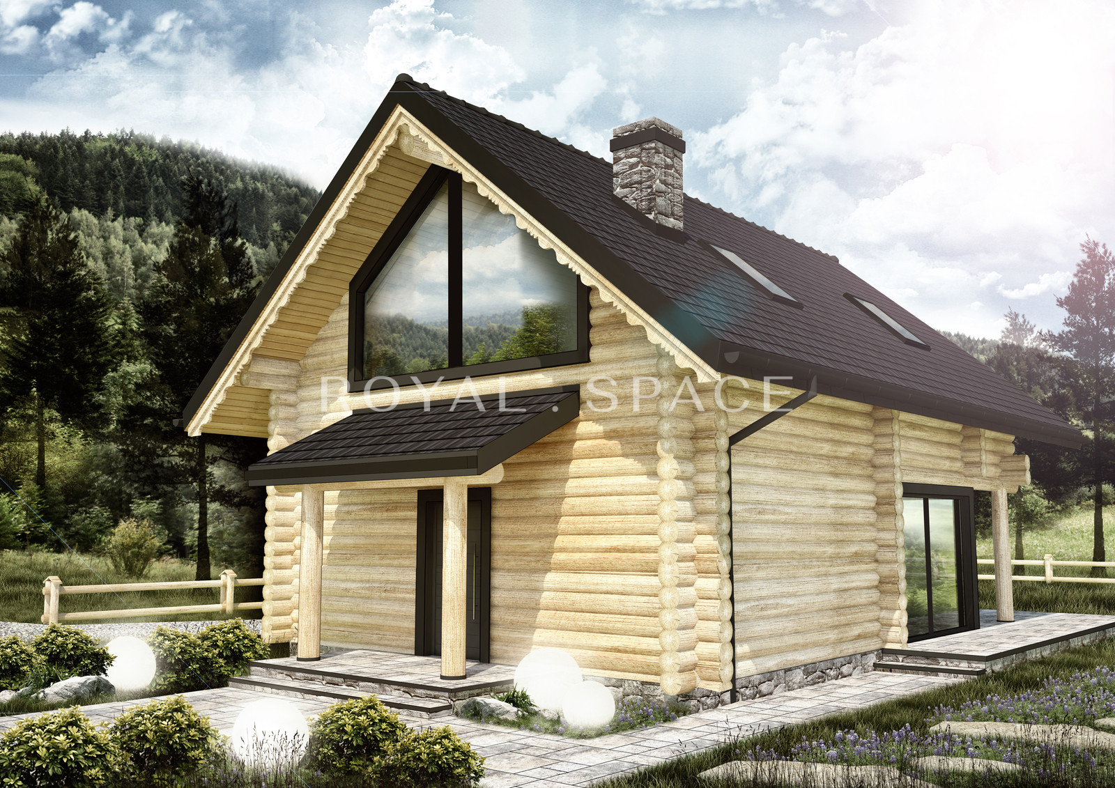 Сучасний будинок з колод із великою ділянкою!