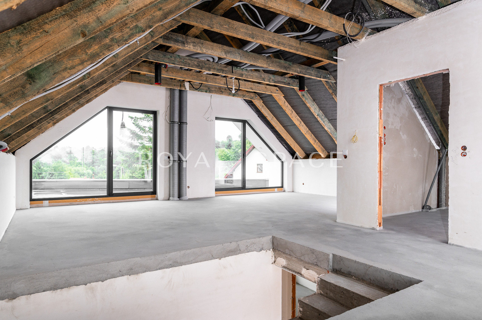 A modern house with large glazing on a hill!