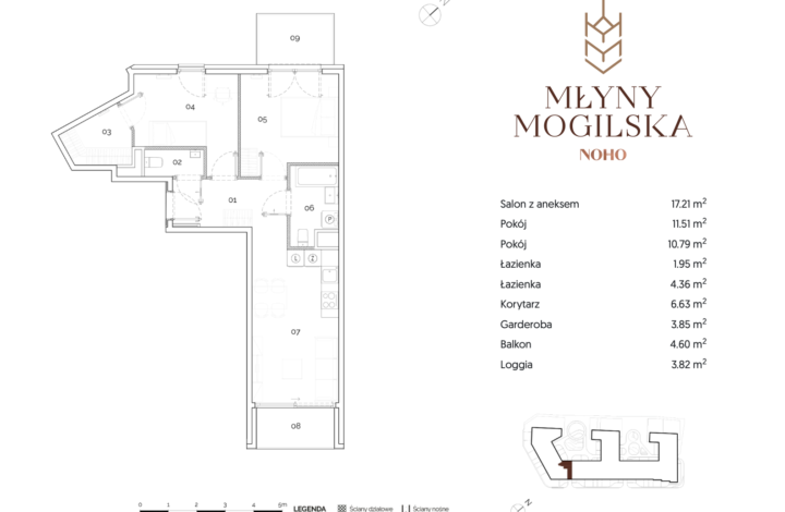 Jasny apartament z Garderobą | Młyny Mogilska