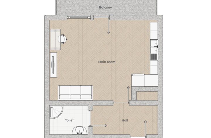 Kawalerka z balkonem z widokiem na zieleń