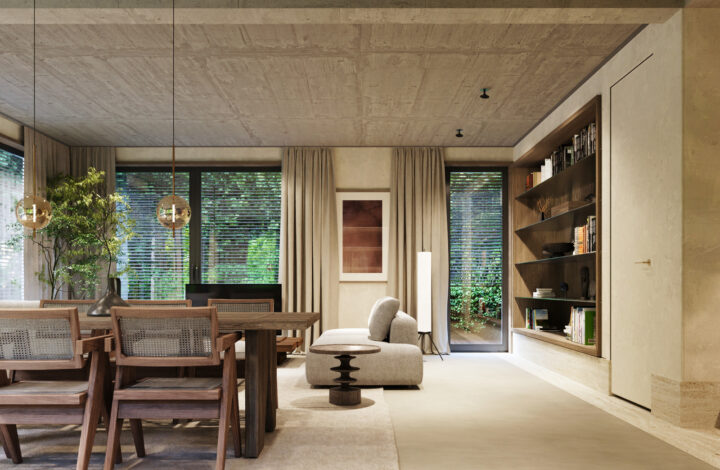 Nowoczesny apartament z ogrodem i przeszkleniami