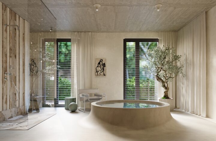 Nowoczesny apartament z ogrodem i przeszkleniami