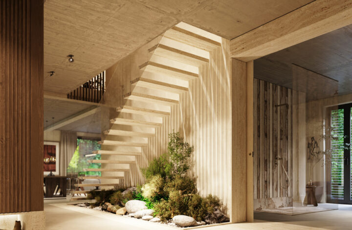 Nowoczesny apartament z ogrodem i przeszkleniami