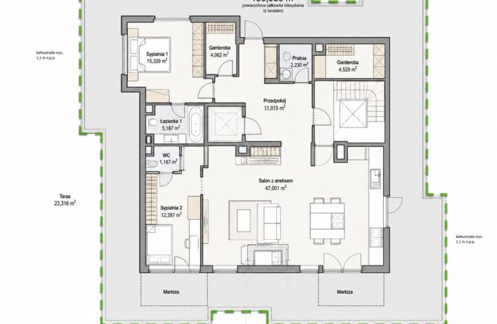 Luksusowy penthouse z tarasem przy Parku Dębnickim
