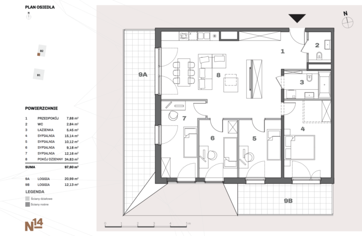 Penthouse | 10 piętro | Południe i Zachód | 300 cm